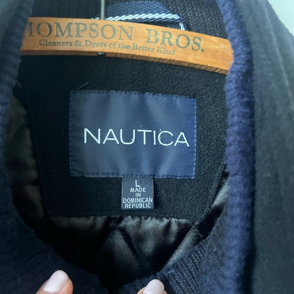 Men’s Nautica Zipper and Button Black Wool Pea Coat - Picture 4 of 9